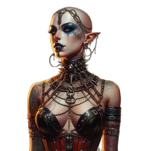 jewelry, mask, face, dress, fantasy art, concept art, cyberpunk, comic book art transparent PNG cut-out