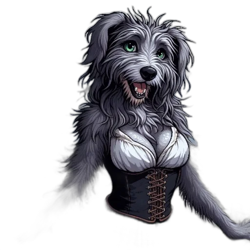 animal, staff, fantasy art, photorealistic, concept art, watercolor, fantastical, dog-like transparent PNG cut-out