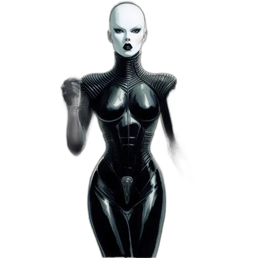 mask, robot, dress, face, concept art, comic book art, cyberpunk, fantasy art transparent PNG cut-out