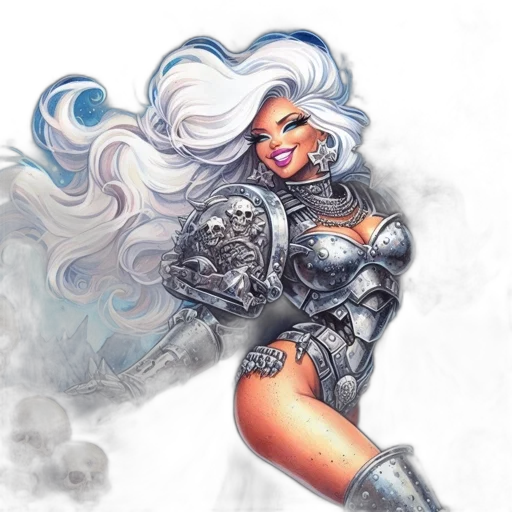 comic book art, fantasy art, concept art, photorealistic, outer space, mystic, figure, silver transparent PNG cut-out
