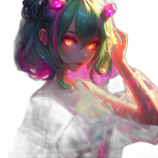 mask, crown, face, flower, anime, watercolor, vaporwave, concept art transparent PNG cut-out