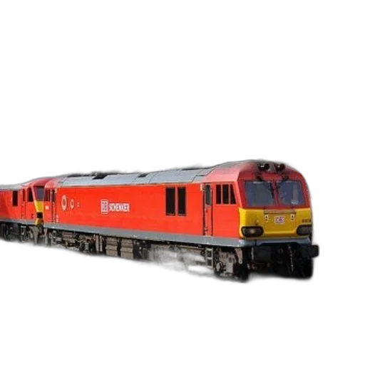 3d render, photorealistic, red, train, word, schenker, passing, through transparent PNG cut-out