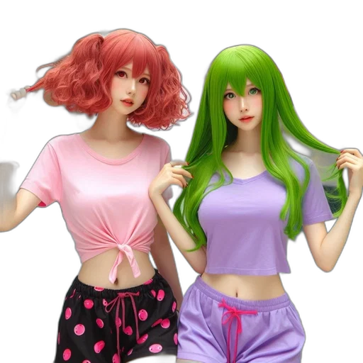 3d render, anime, concept art, vaporwave, neon, green, pastel, colorful transparent PNG cut-out