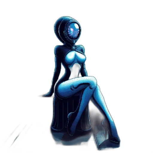 dress, robot, mask, jewelry, concept art, fantasy art, comic book art, pixel art transparent PNG cut-out