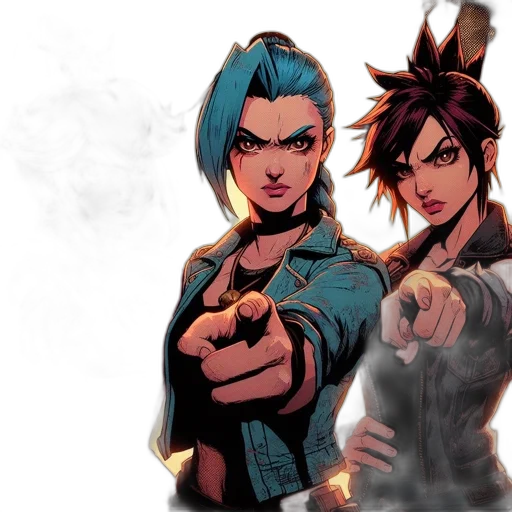 comic book art, concept art, cyberpunk, anime, three, animated, females, wearing transparent PNG cut-out