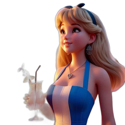 dress, jewelry, 3d render, concept art, cartoon, fantasy art, blue, animated transparent PNG cut-out