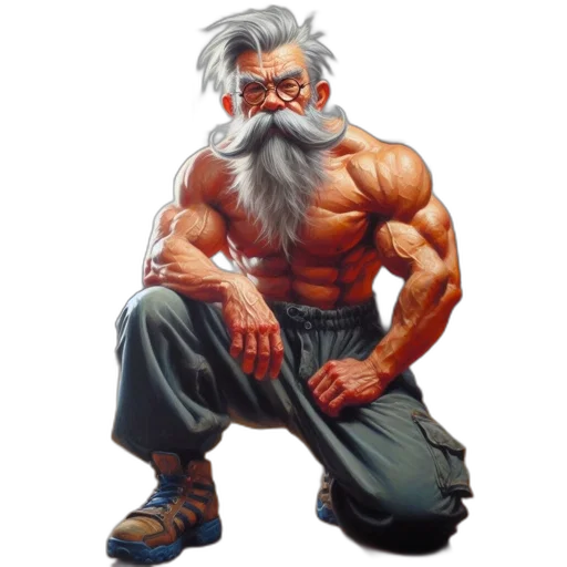 concept art, pixel art, comic book art, fantasy art, older, man, white, beard transparent PNG cut-out