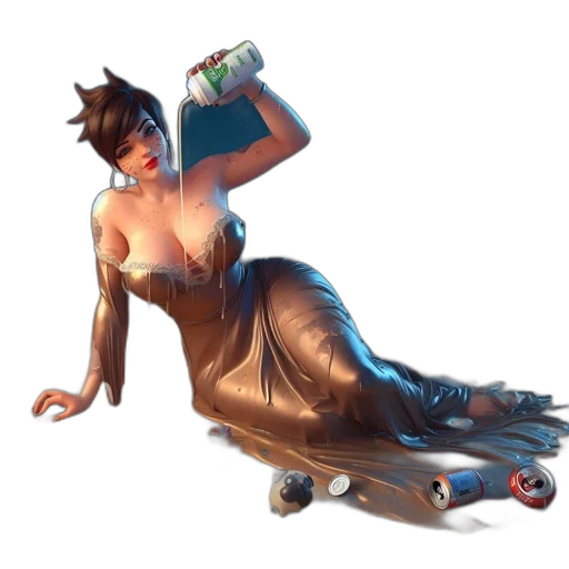 dress, bottle, weapon, concept art, fantasy art, vaporwave, 3d render, during transparent PNG cut-out