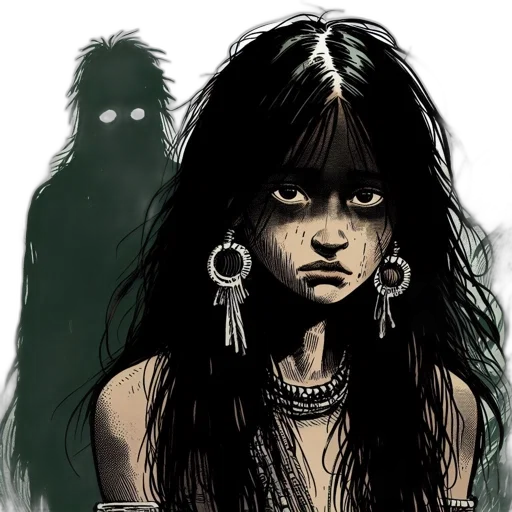 face, comic book art, concept art, fantasy art, photorealistic, dimly, lit, woodland transparent PNG cut-out