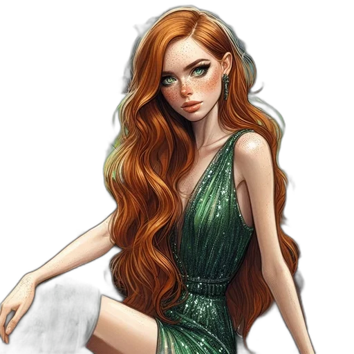 dress, fantasy art, cartoon, concept art, photorealistic, green, golden, earth tones transparent PNG cut-out