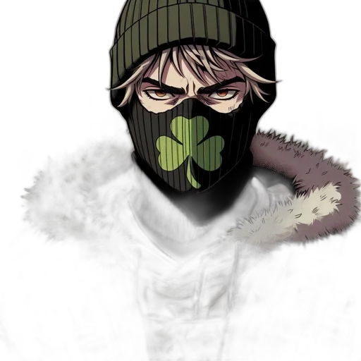 mask, jacket, face, hat, concept art, anime, comic book art, fantasy art transparent PNG cut-out