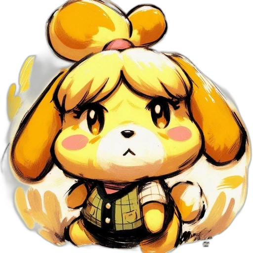 staff, animal, creature, pixel art, watercolor, concept art, cartoon, golden transparent PNG cut-out