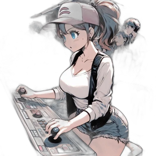 weapon, robot, hat, staff, anime, vaporwave, cartoon, pixel art transparent PNG cut-out