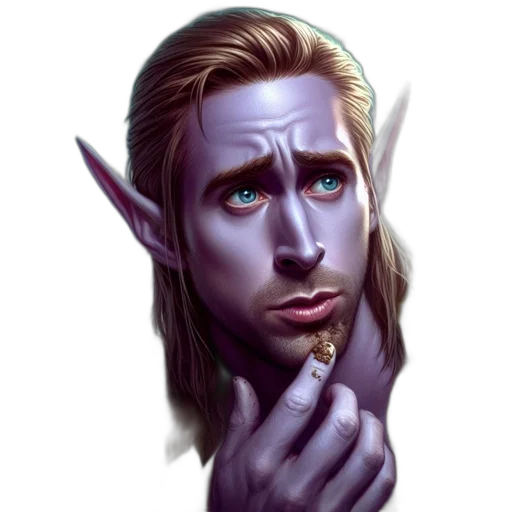face, staff, fantasy art, concept art, photorealistic, comic book art, elfin, figure transparent PNG cut-out
