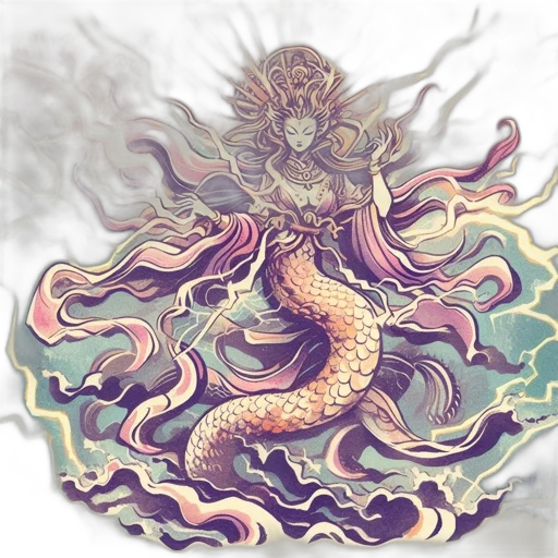 dragon, creature, hair, fantasy art, concept art, watercolor, pixel art, underwater transparent PNG cut-out