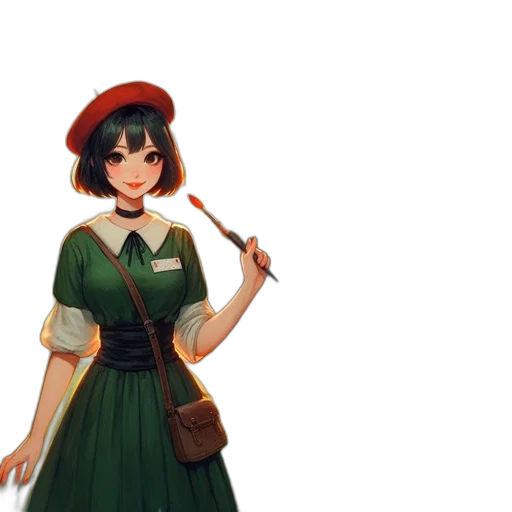staff, dress, hat, weapon, concept art, fantasy art, pixel art, oil painting transparent PNG cut-out