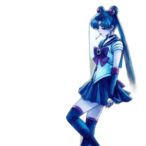 staff, dress, anime, concept art, 3d render, pixel art, neon lights, blue transparent PNG cut-out