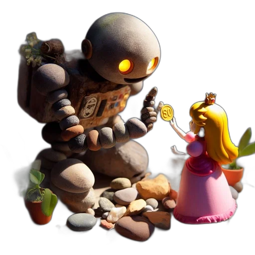 robot, weapon, staff, food, concept art, 3d render, fantasy art, pixel art transparent PNG cut-out