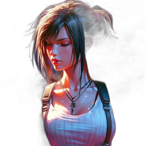 face, concept art, cyberpunk, comic book art, fantasy art, neon lights, fog, fire transparent PNG cut-out