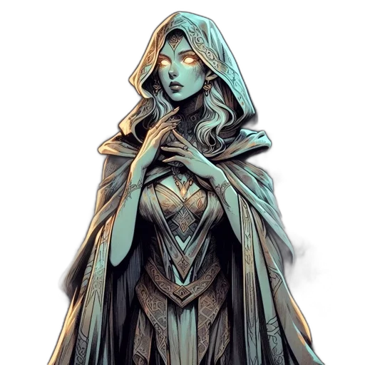 dress, concept art, comic book art, fantasy art, pixel art, dark, blue, green transparent PNG cut-out