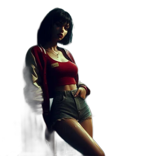 jacket, concept art, photorealistic, 3d render, cyberpunk, neon lights, red, night transparent PNG cut-out