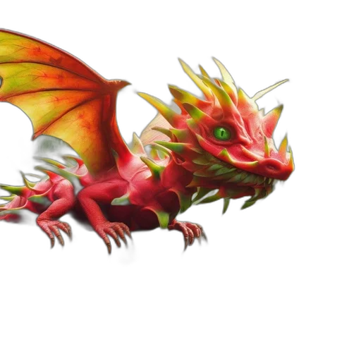 dragon, staff, fantasy art, concept art, 3d render, pixel art, red, elaborate transparent PNG cut-out
