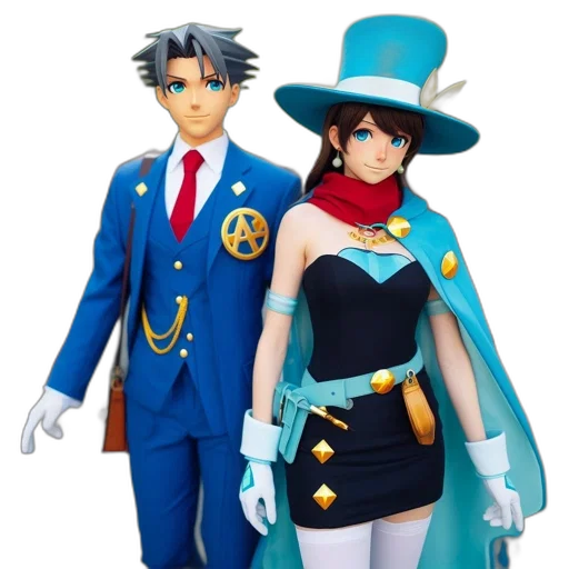 concept art, 3d render, blue, two, animated, characters, stand, outdoor transparent PNG cut-out