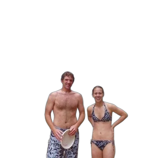 staff, 3d render, underwater, beach, man, woman, swimsuits, stand transparent PNG cut-out
