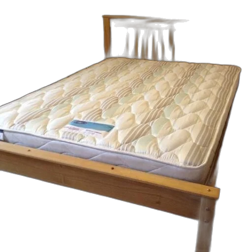 furniture, neatly, made, bed, wooden, frame, white, mattress transparent PNG cut-out