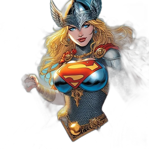 jewelry, comic book art, fantasy art, concept art, 3d render, supergirl, wearing, armor transparent PNG cut-out