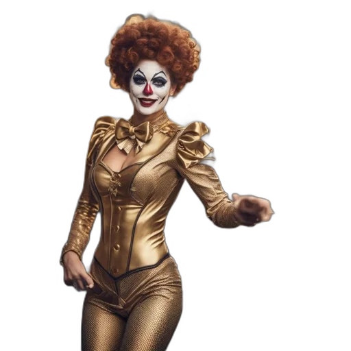 concept art, comic book art, fantasy art, photorealistic, golden, individual, wearing, clown-like transparent PNG cut-out