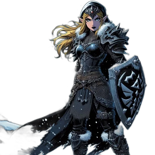 sword, concept art, fantasy art, comic book art, 3d render, dark, monochrome, blue transparent PNG cut-out