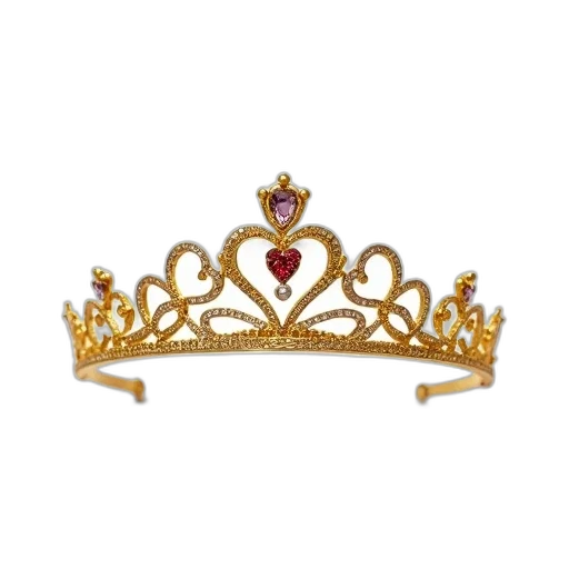crown, jewelry, staff, golden, tiara, heart-shaped, design, forehead transparent PNG cut-out