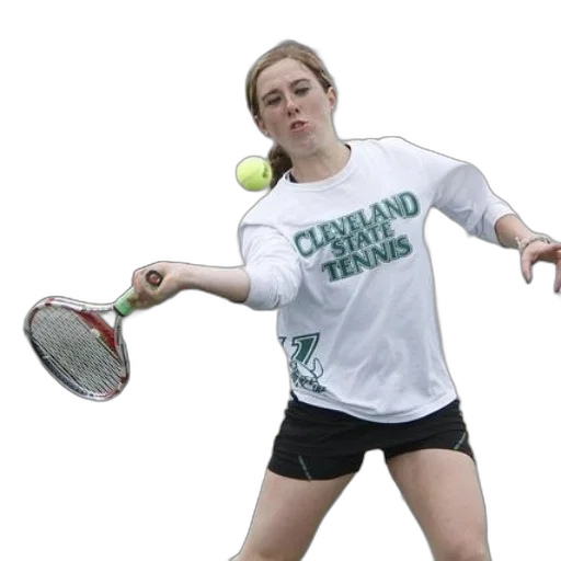 staff, woman, wearing, white, cleveland, state, tennis, shirt transparent PNG cut-out