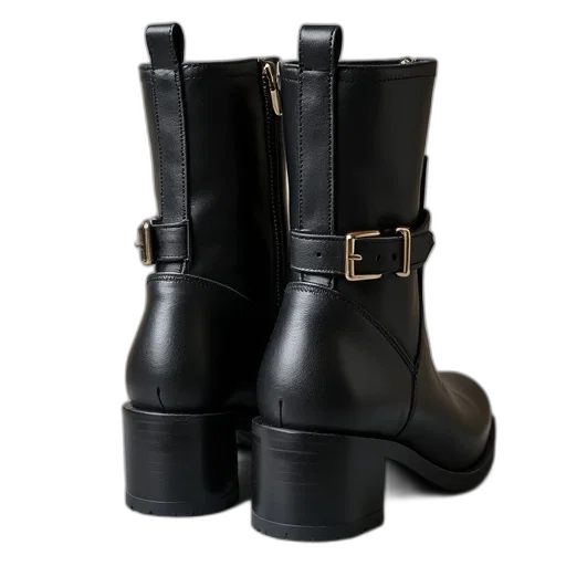shoes, black, leather, ankle transparent PNG cut-out