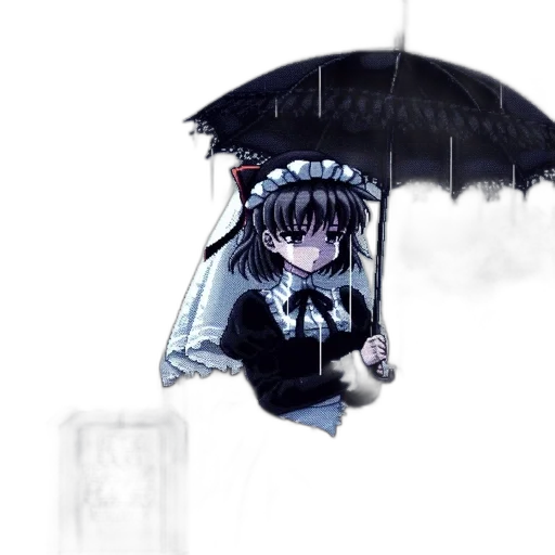 umbrella, weapon, anime, concept art, pixel art, 3d render, rain, fog transparent PNG cut-out