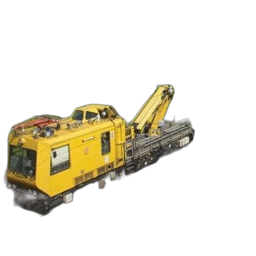 weapon, robot, 3d render, yellow, maintenance, vehicle, railroad, tracks transparent PNG cut-out