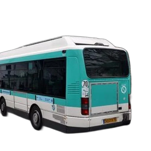 car, staff, 3d render, turquoise, white, bus, number, rear transparent PNG cut-out
