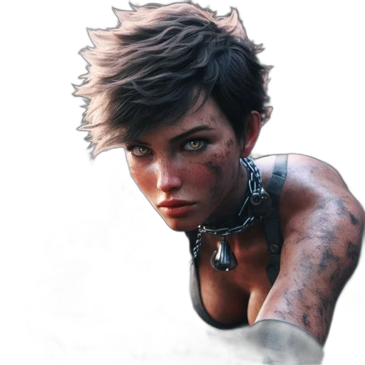 face, jewelry, weapon, staff, cyberpunk, concept art, photorealistic, fantasy art transparent PNG cut-out