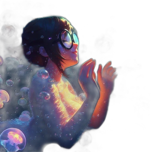 creature, mask, concept art, fantasy art, watercolor, comic book art, underwater, outer space transparent PNG cut-out