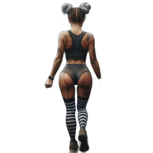 concept art, 3d render, cyberpunk, pixel art, woman, walks, through, rainy transparent PNG cut-out