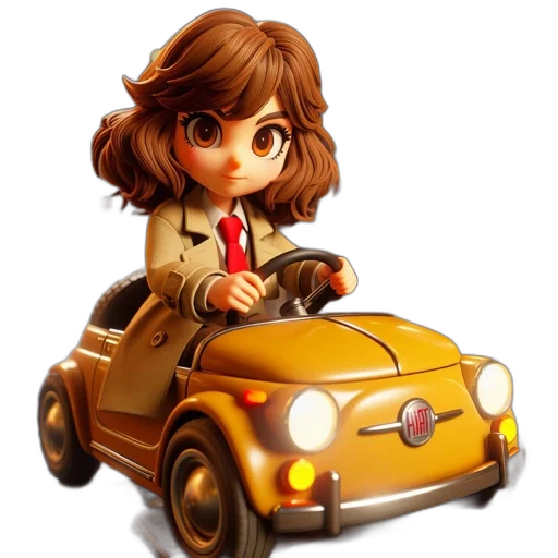 car, concept art, 3d render, cartoon, photorealistic, animated, young, woman transparent PNG cut-out