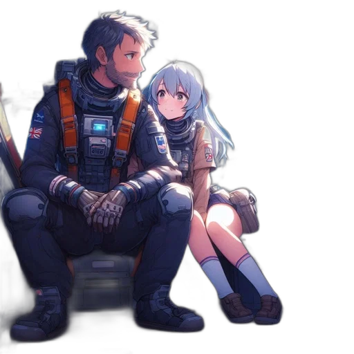 jacket, robot, weapon, sword, concept art, cyberpunk, pixel art, anime transparent PNG cut-out