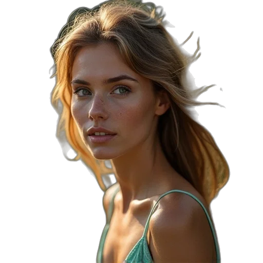 face, dress, hair, jewelry, photorealistic, oil painting, cartoon, watercolor transparent PNG cut-out