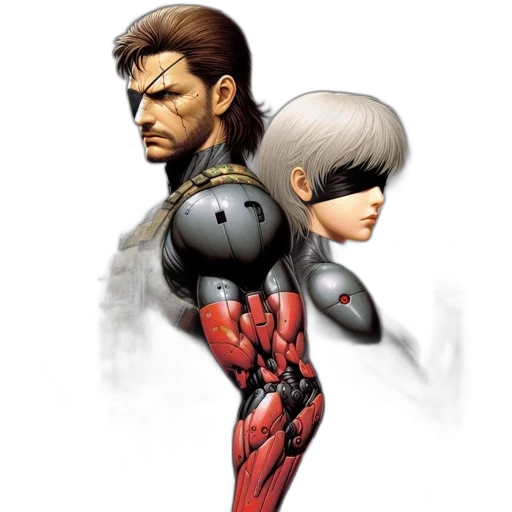 robot, concept art, comic book art, 3d render, pixel art, two, armed, characters transparent PNG cut-out
