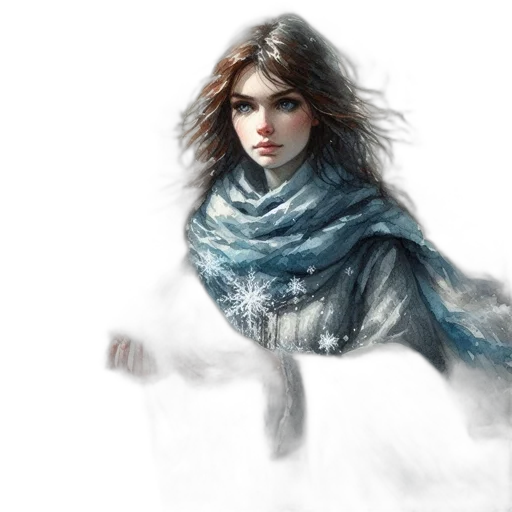 fantasy art, concept art, photorealistic, comic book art, snow, fog, blue, monochrome transparent PNG cut-out