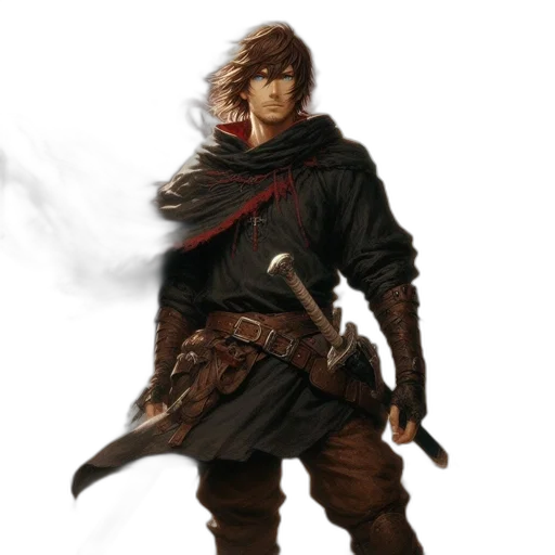 sword, staff, weapon, jacket, fantasy art, concept art, comic book art, pixel art transparent PNG cut-out