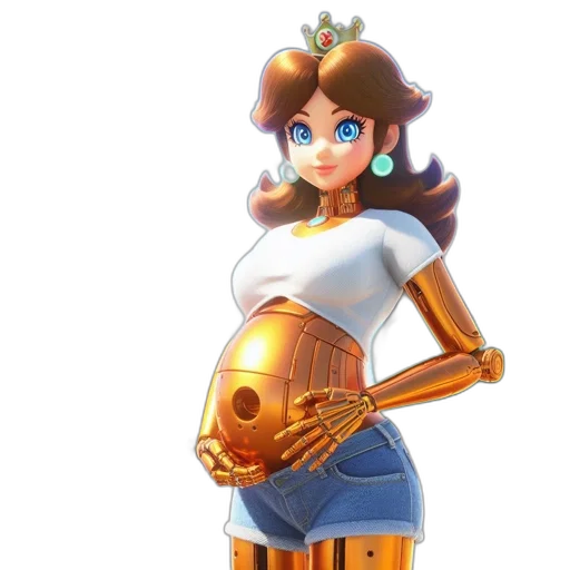 dress, robot, weapon, crown, concept art, 3d render, fantasy art, pixel art transparent PNG cut-out