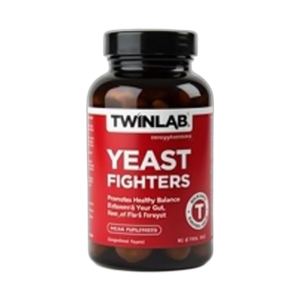 bottle, twinlab, yeast, fighters, supplement, red, label, black transparent PNG cut-out