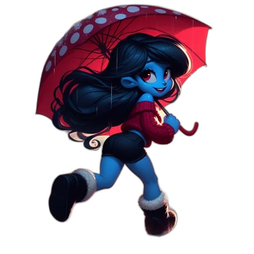umbrella, staff, creature, jacket, concept art, pixel art, fantasy art, watercolor transparent PNG cut-out